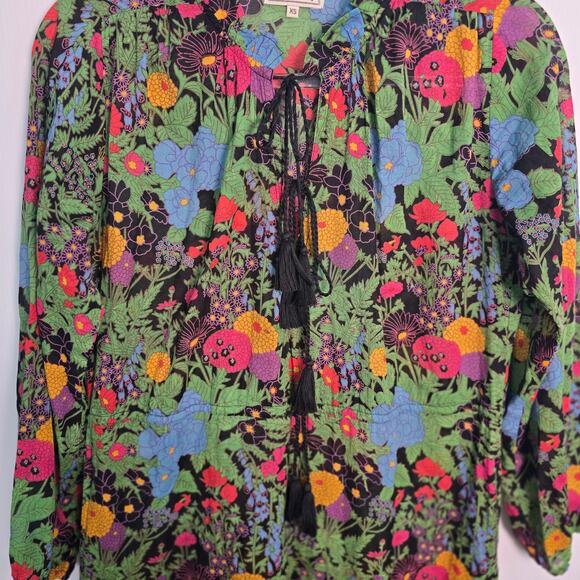 Mille Resort & Travel Dark Floral Boho Cotton Midi Dress XS Made in India - Picture 6 of 10